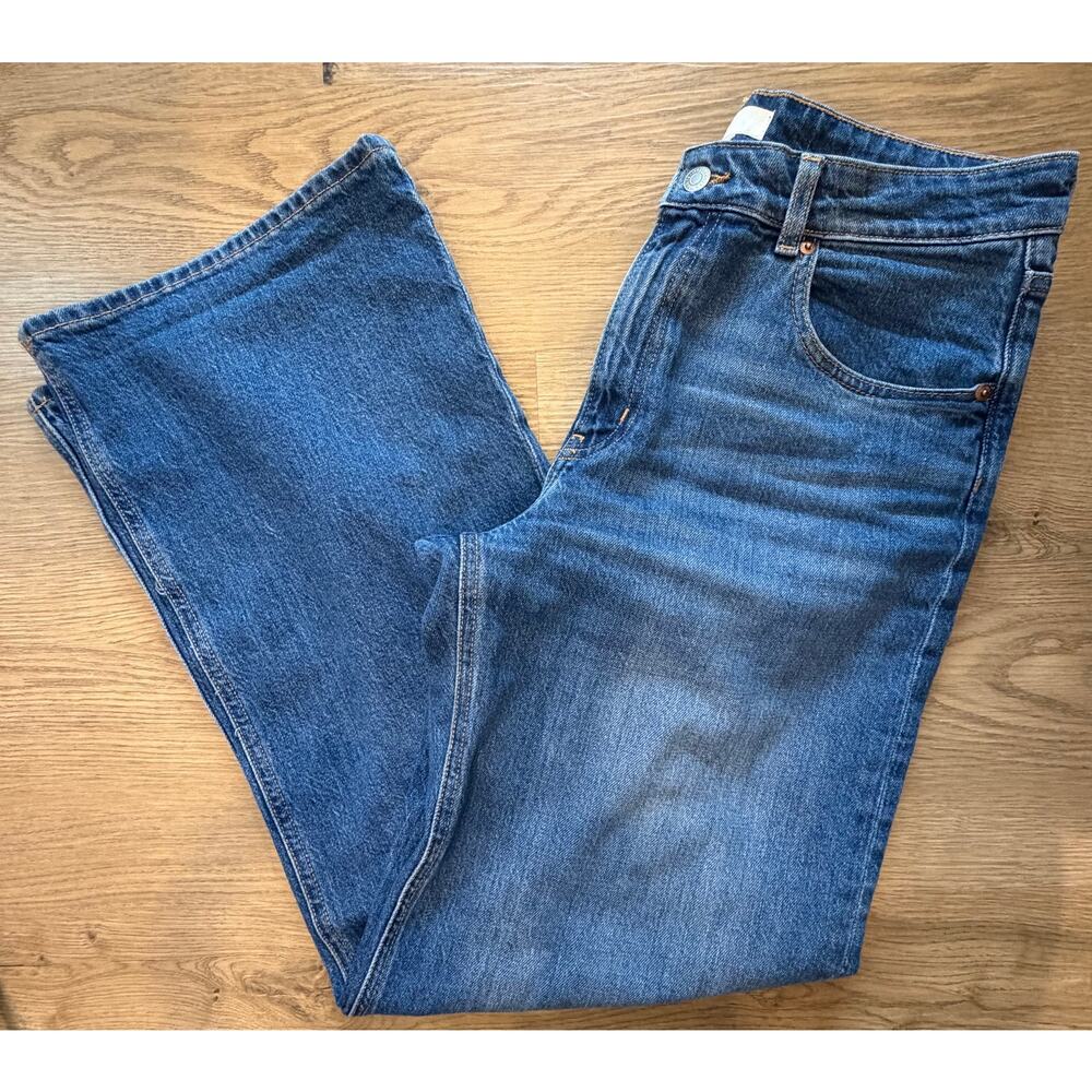 Medium Wash High-rise Wide Leg Jeans H&M Womens Size 10 Tall Comfortable Trendy